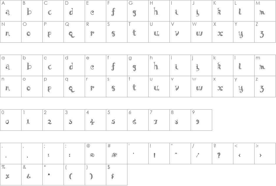 AB Exp font character map preview