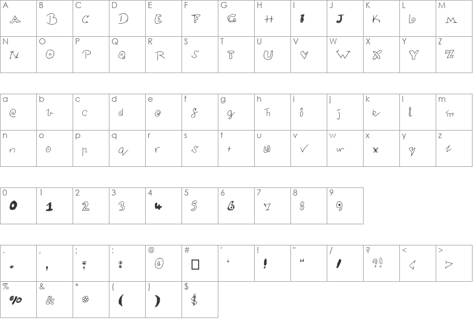 crazy daisy font character map preview