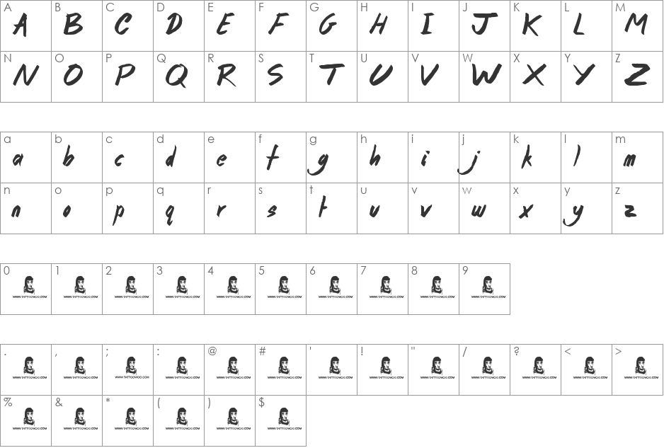 Crazy Rascals font character map preview