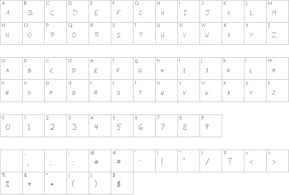 CrazyBobScriptSSi font character map preview