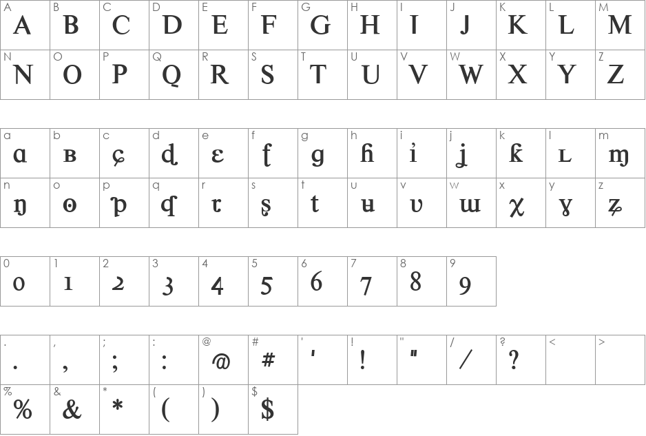 CrazyTimes font character map preview