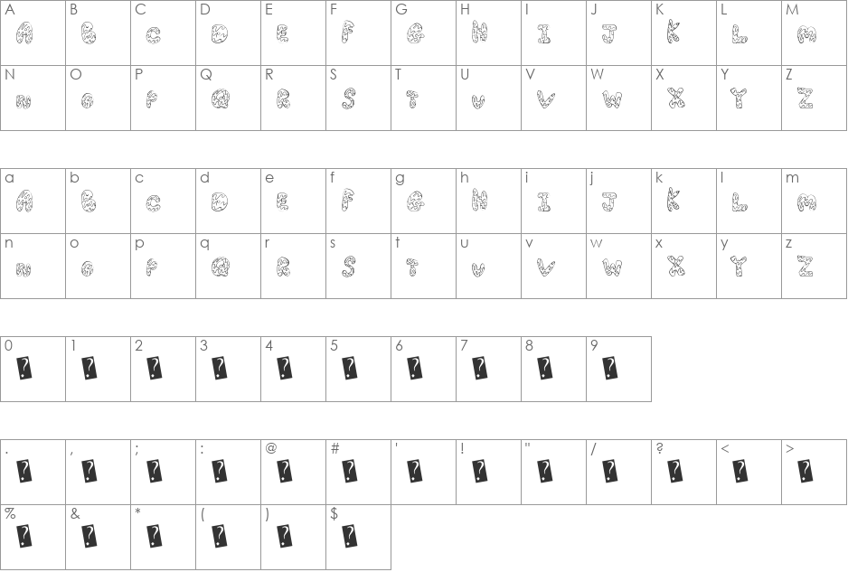 CreamCone font character map preview