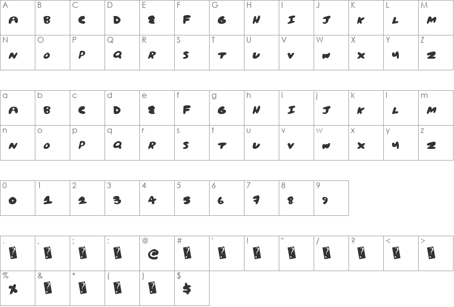 CreamPuff font character map preview