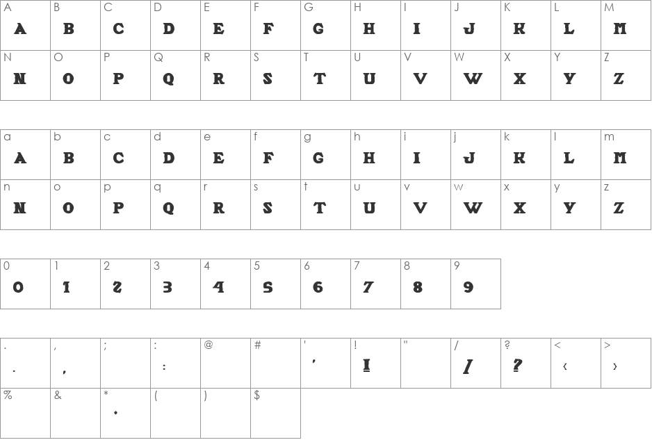 ALFRED LA MOULLE font character map preview