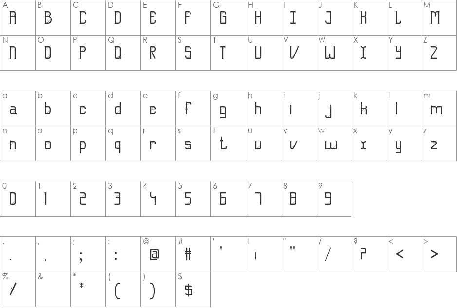 Creative cross font character map preview