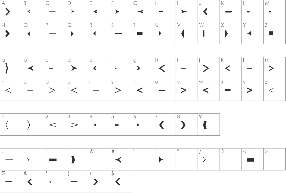 CreativeArrows LT Two font character map preview