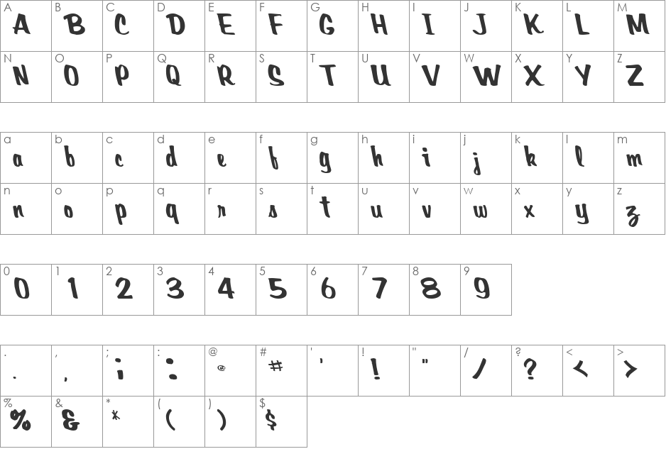 CreativePower font character map preview