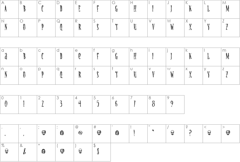 Creature font character map preview