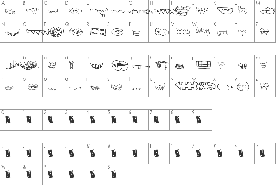 CreatureBuilderMouths font character map preview