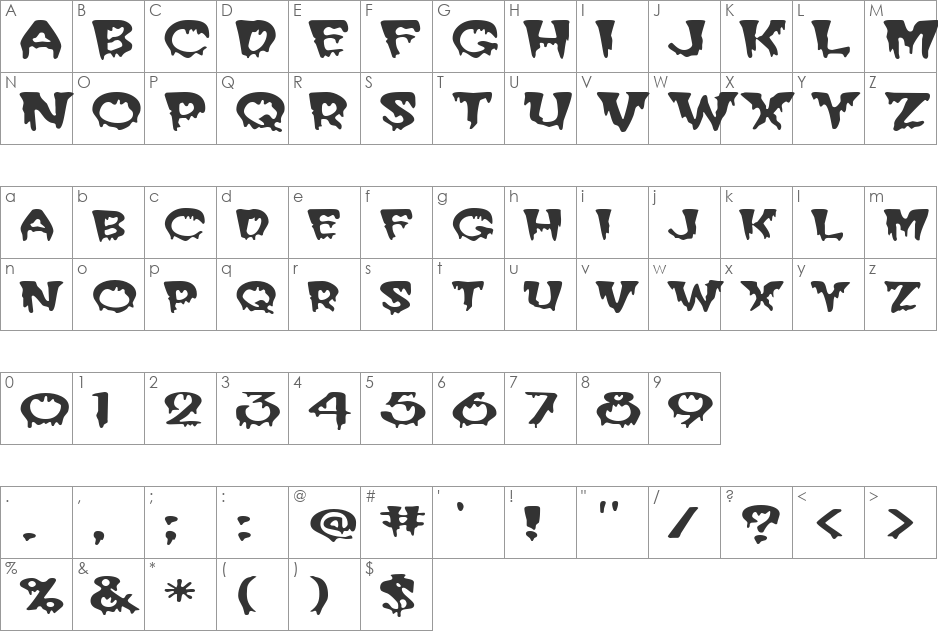 CreeperExtended font character map preview