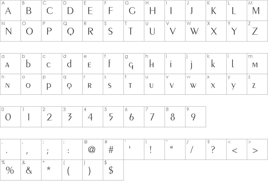 Creme SSi font character map preview