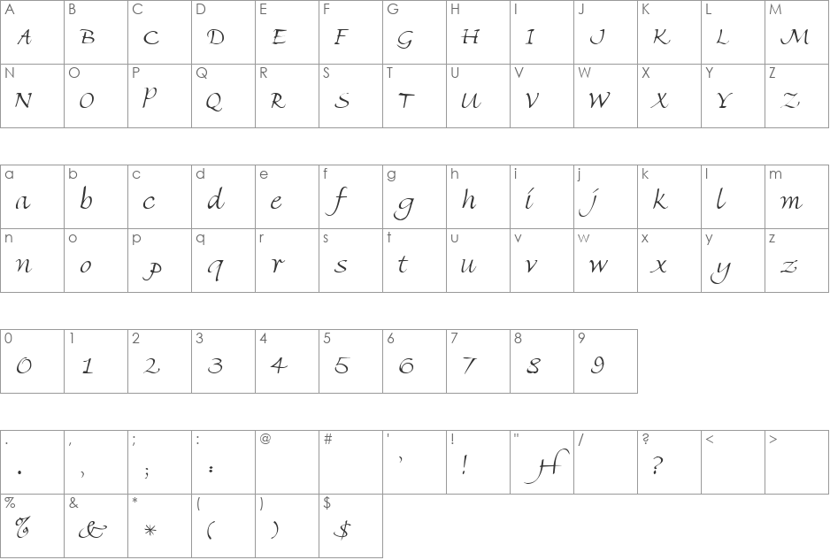CremeSSi font character map preview