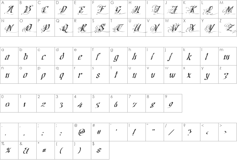 Cretino font character map preview