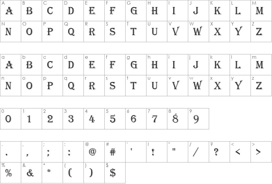 Algemaria font character map preview