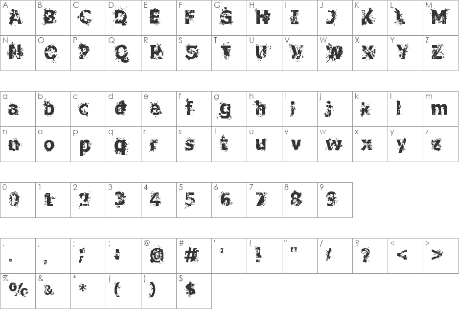 Crime Scene font character map preview