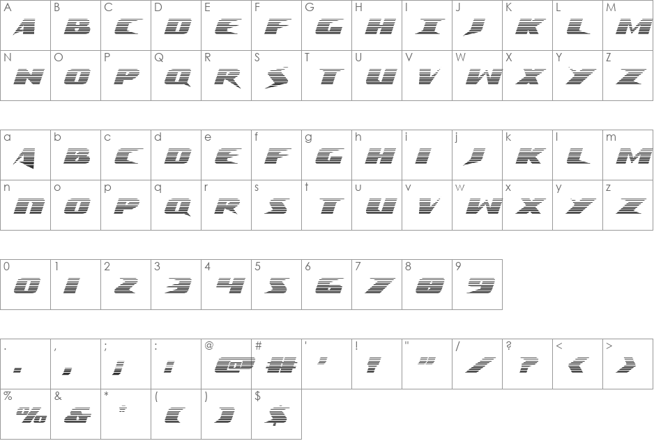 Crime Syndicate Gradient font character map preview