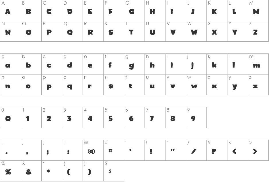 Crimewave BB font character map preview