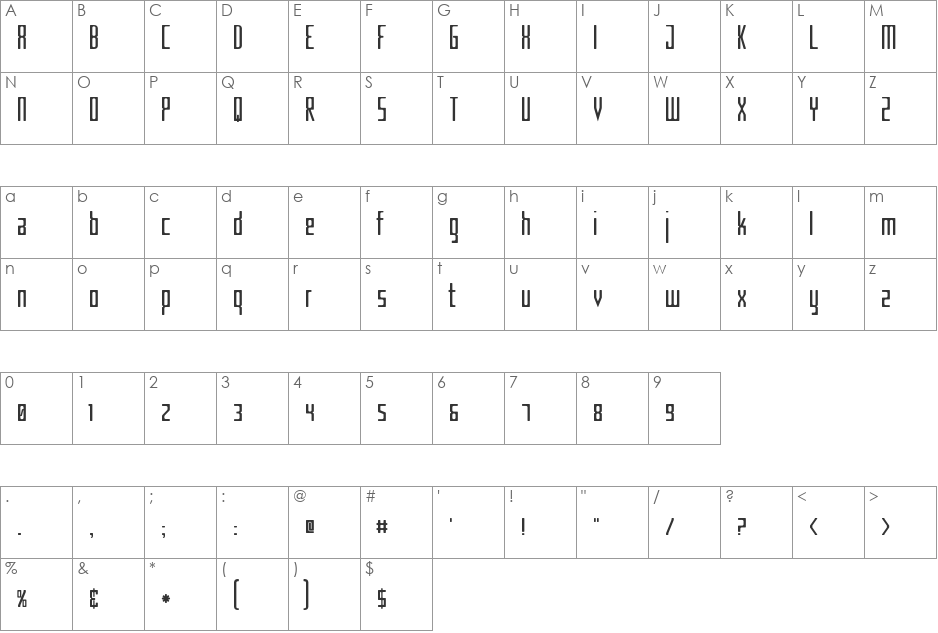 Criminal font character map preview