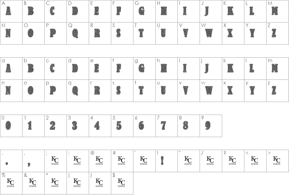 Criminology font character map preview