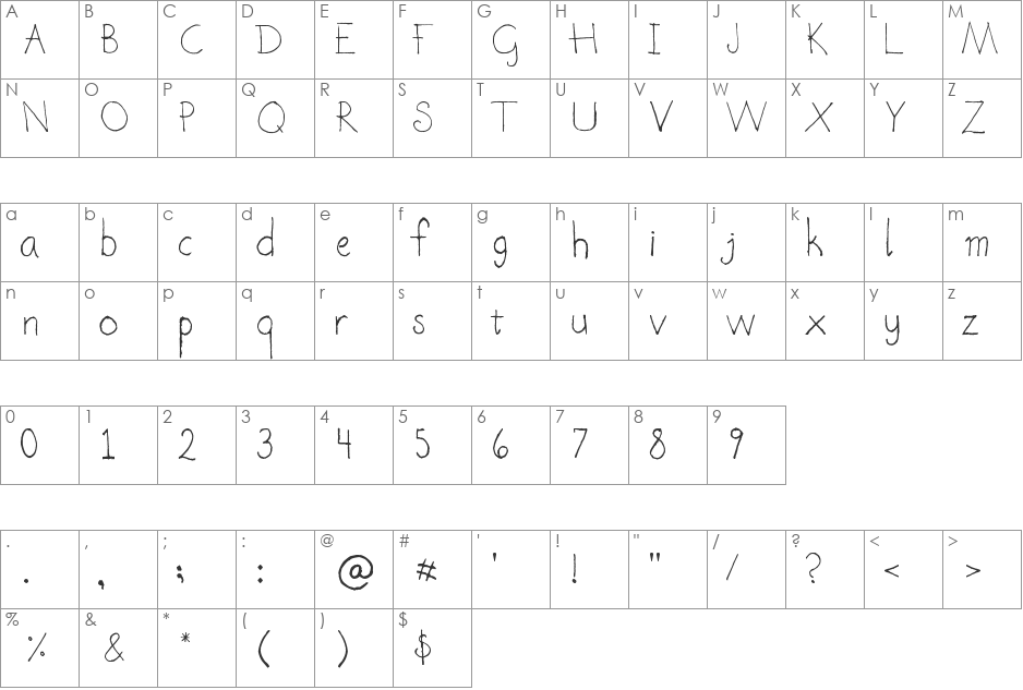 CrimsonVermillion Handwriting font character map preview