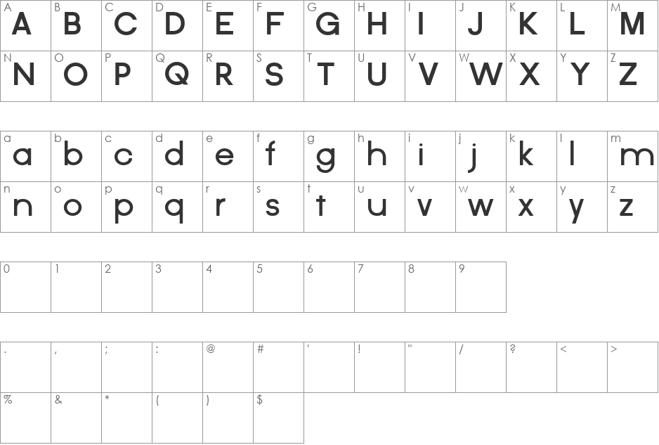 Criticized font character map preview