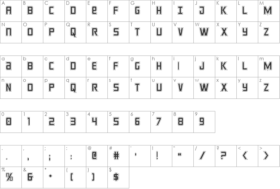 Crixus Academy font character map preview