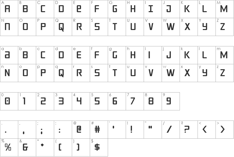 Crixus Leftalic font character map preview