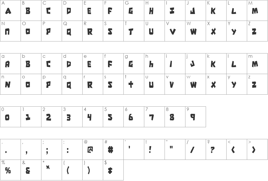 Cro-Magnum Condensed font character map preview
