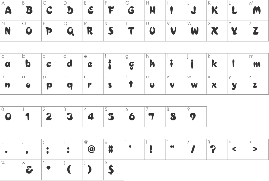 Croissant font character map preview