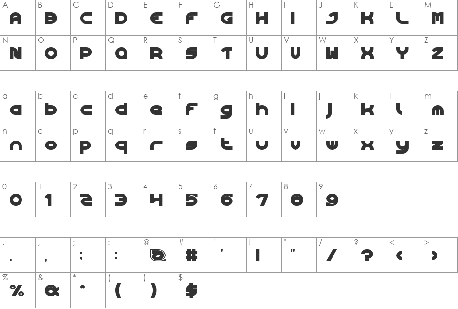 ALGORITHM font character map preview