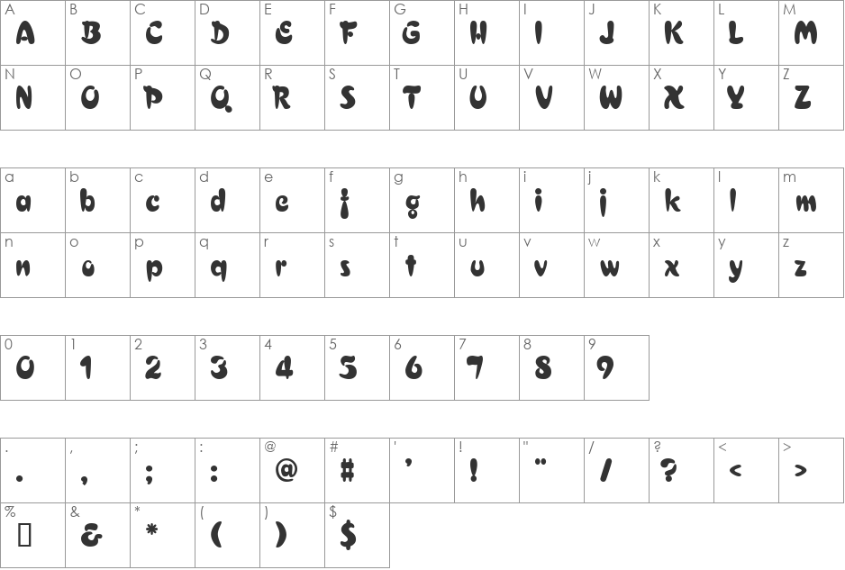 CroixDB font character map preview