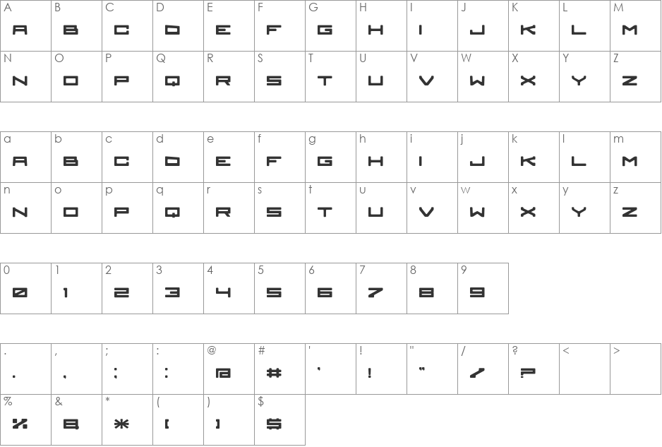 CRONOS font character map preview