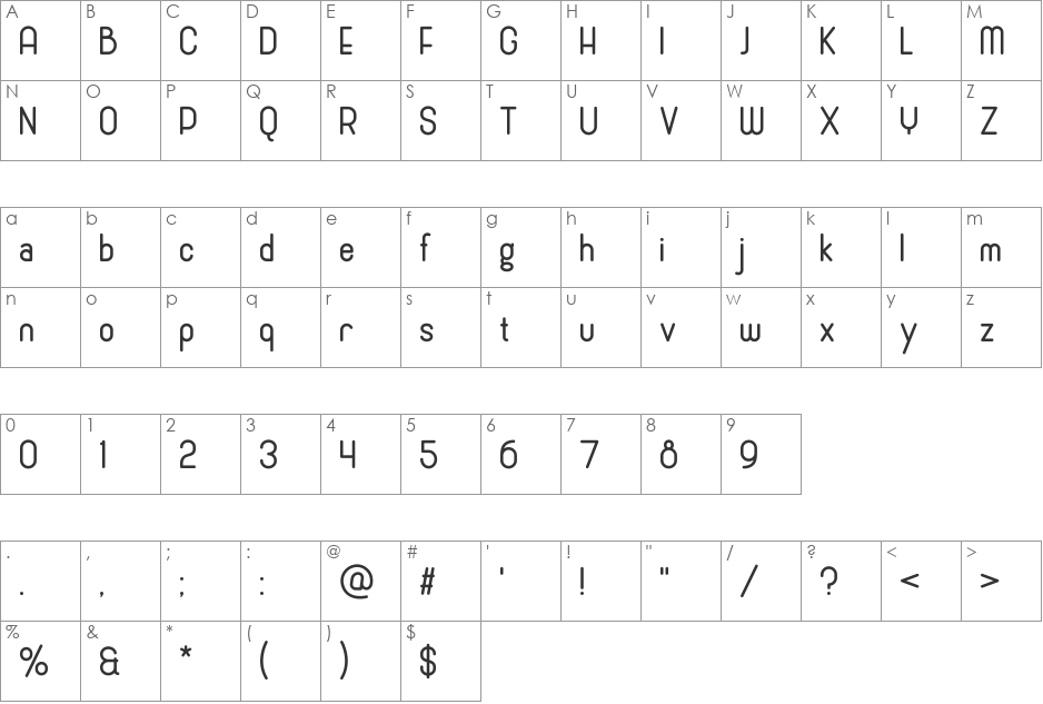 Cronus Round font character map preview