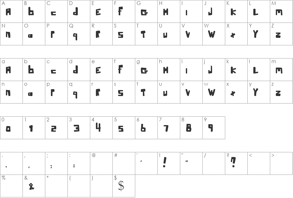 crookers font character map preview