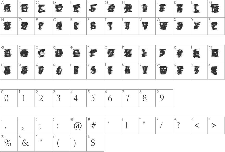 cross out font character map preview