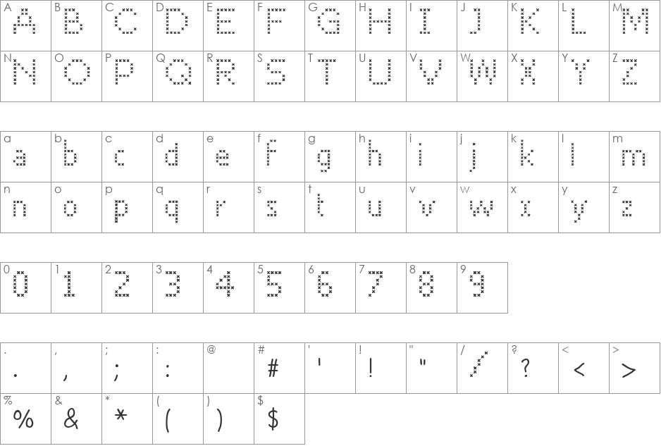 CROSS STITCH font character map preview