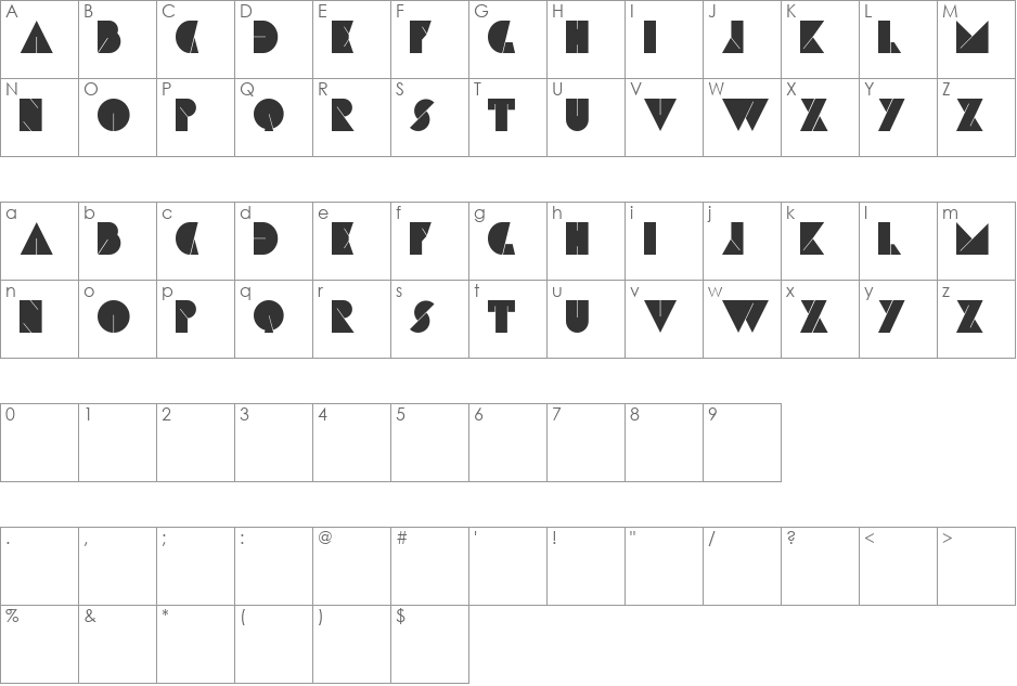 Ali font character map preview