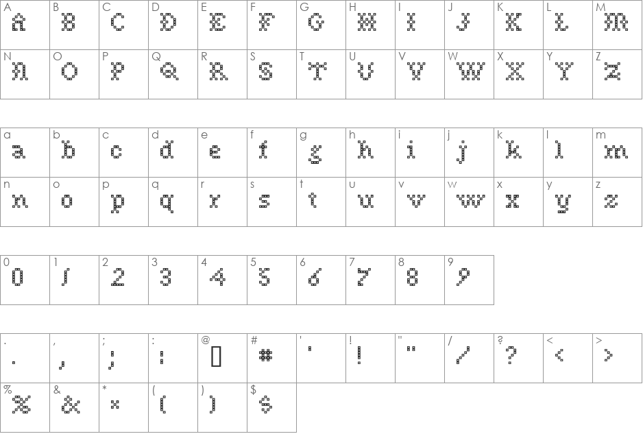 CrossStitchSSi font character map preview