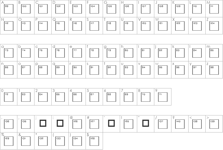 CrosswordHighNumbers font character map preview