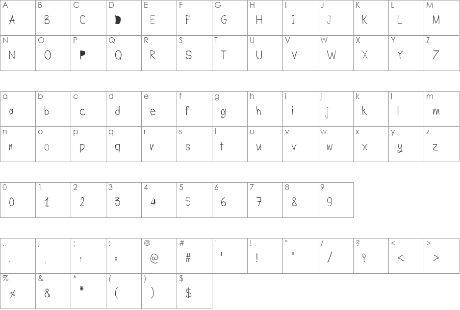 CRU-Todsaporn-Hand-Written-Bold font character map preview