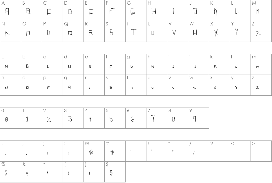 Crunchy Cheese font character map preview