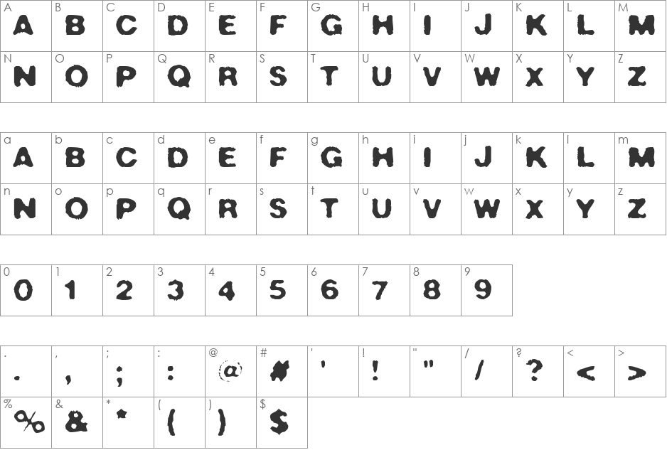 Crush No. 49 font character map preview