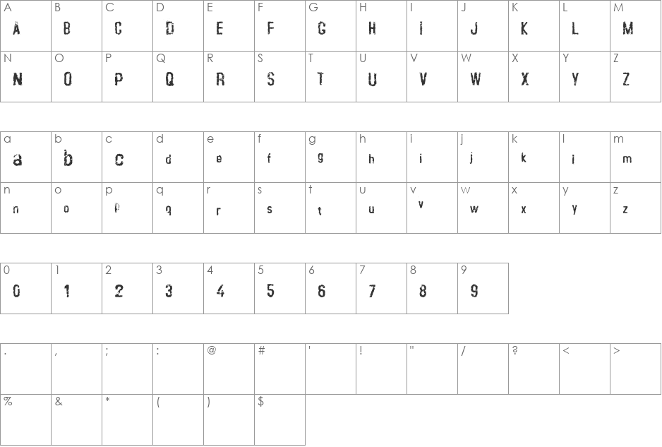 crustype_crust font character map preview
