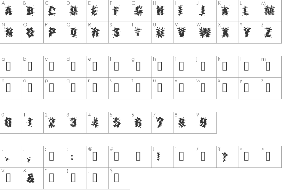 Crux Nine font character map preview
