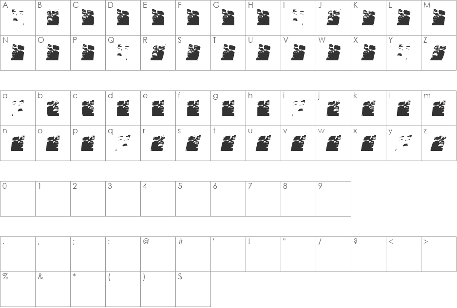 CryArgentina font character map preview