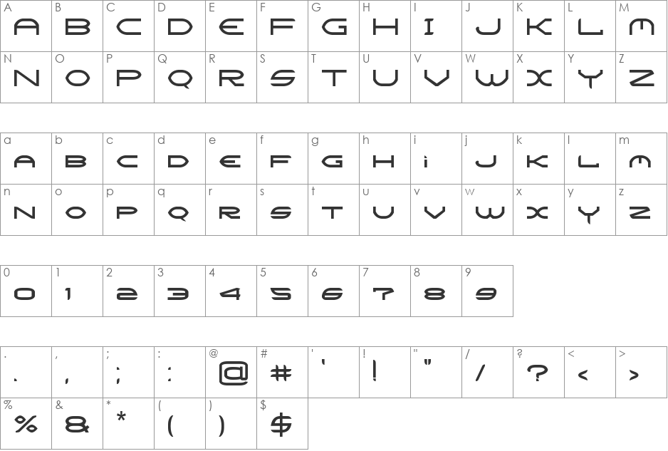 CRYSIS font character map preview