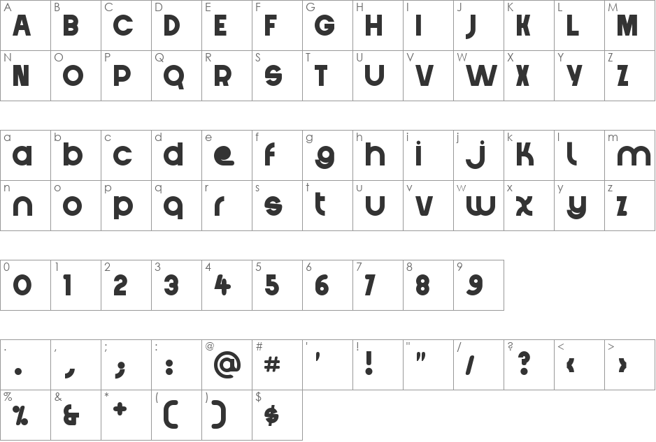 Crystal Lake font character map preview