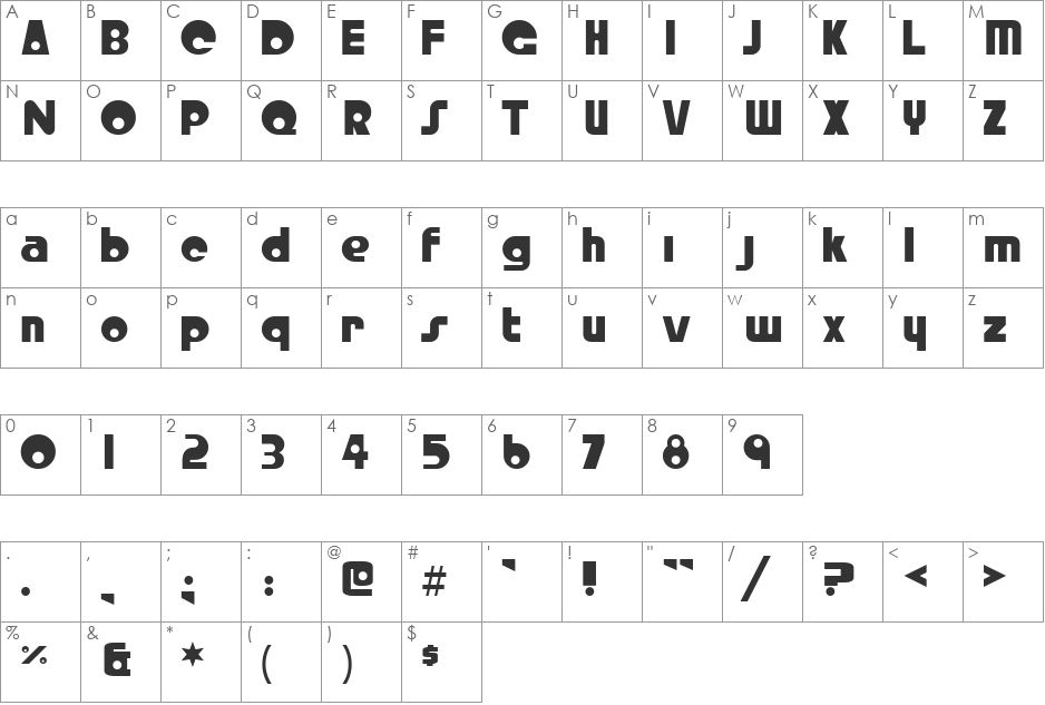 Crystal Radio Kit font character map preview