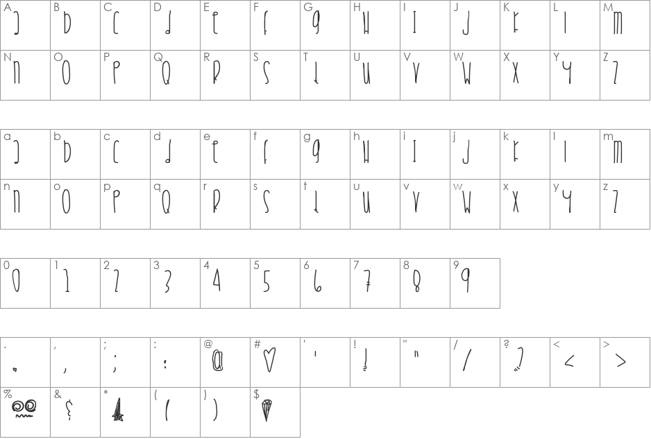 CrystalBluePersuasion font character map preview