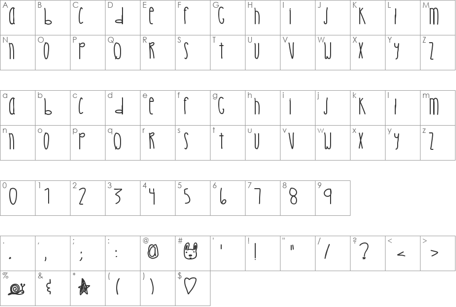 CrystalCastles font character map preview